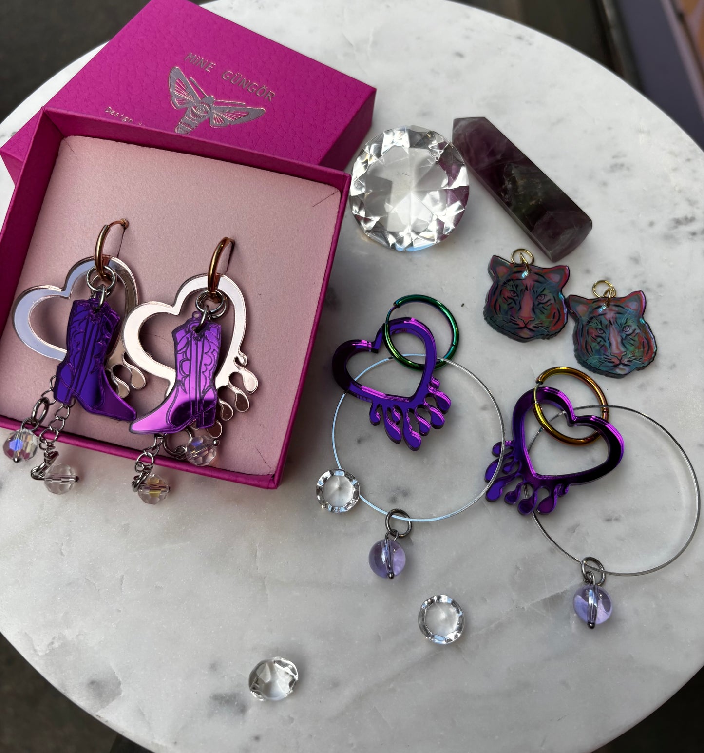 Charms & huggie hoops