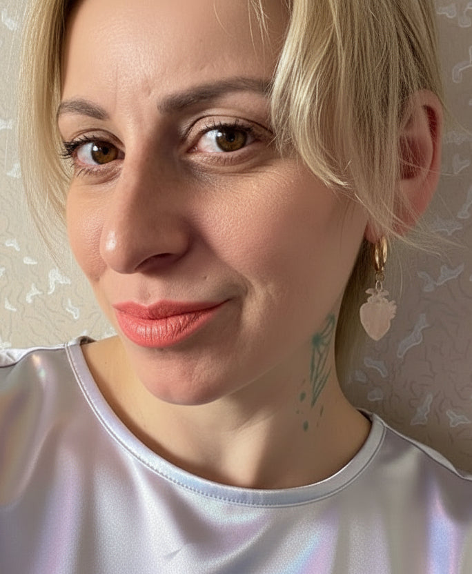 Anatomical mini charm hearts frosty iridecent