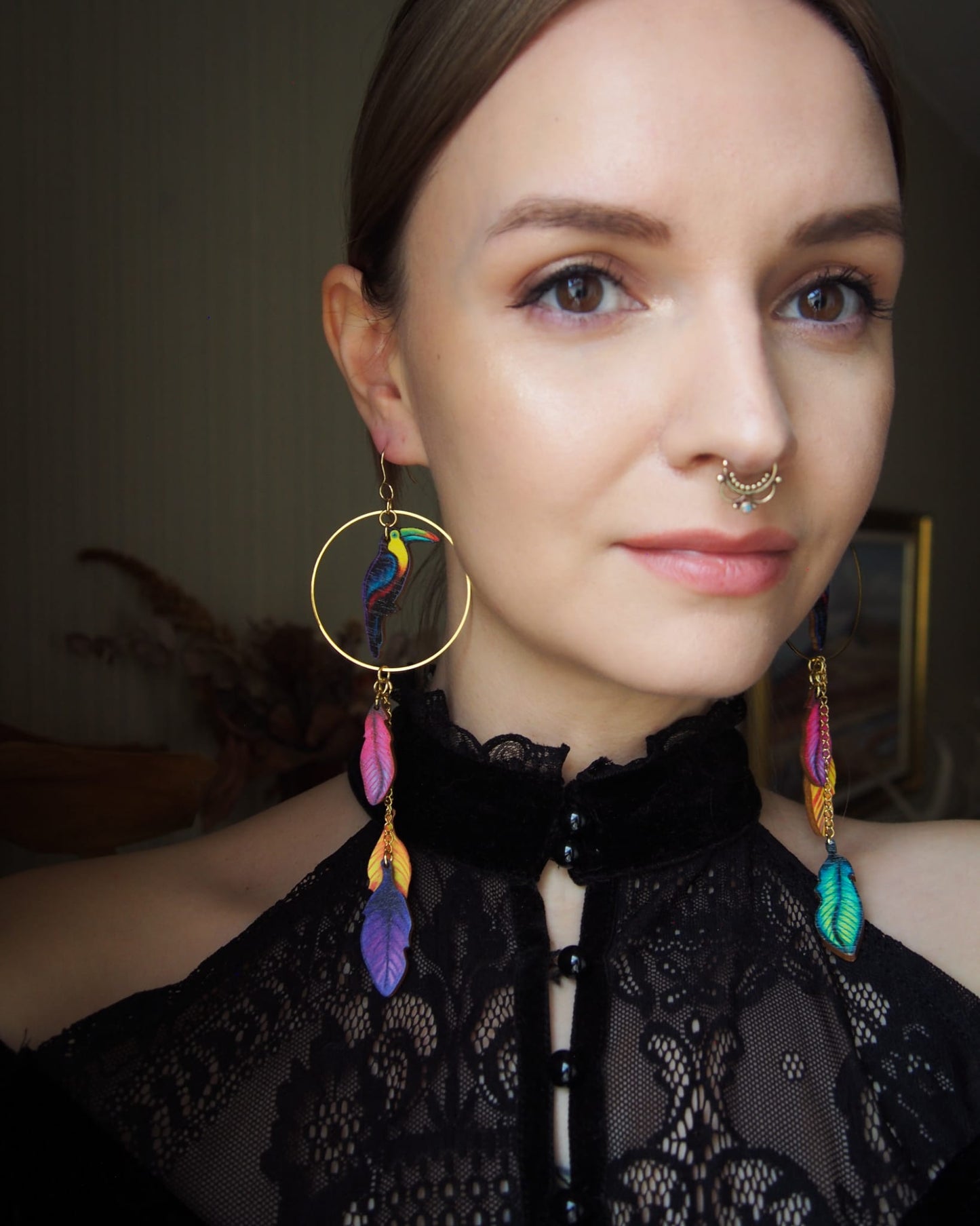 Tukaani boho korvakorut / Tucan boho statement earrings