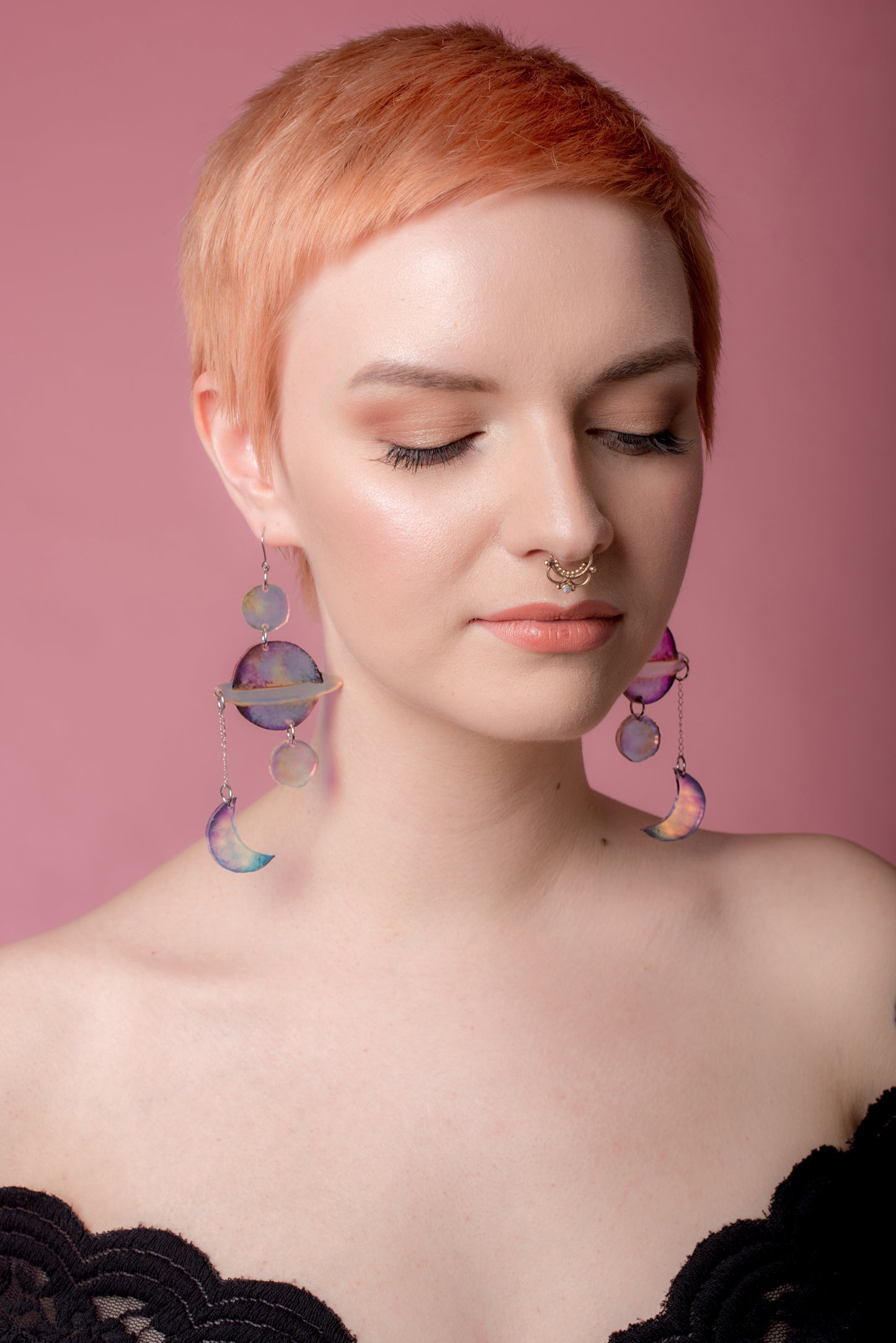 Planets Earrings, Holographic Multicolor