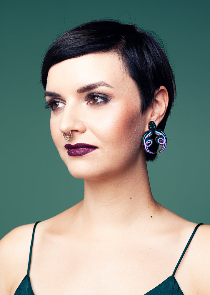 AW19 Octopus Stud Earrings, Wood