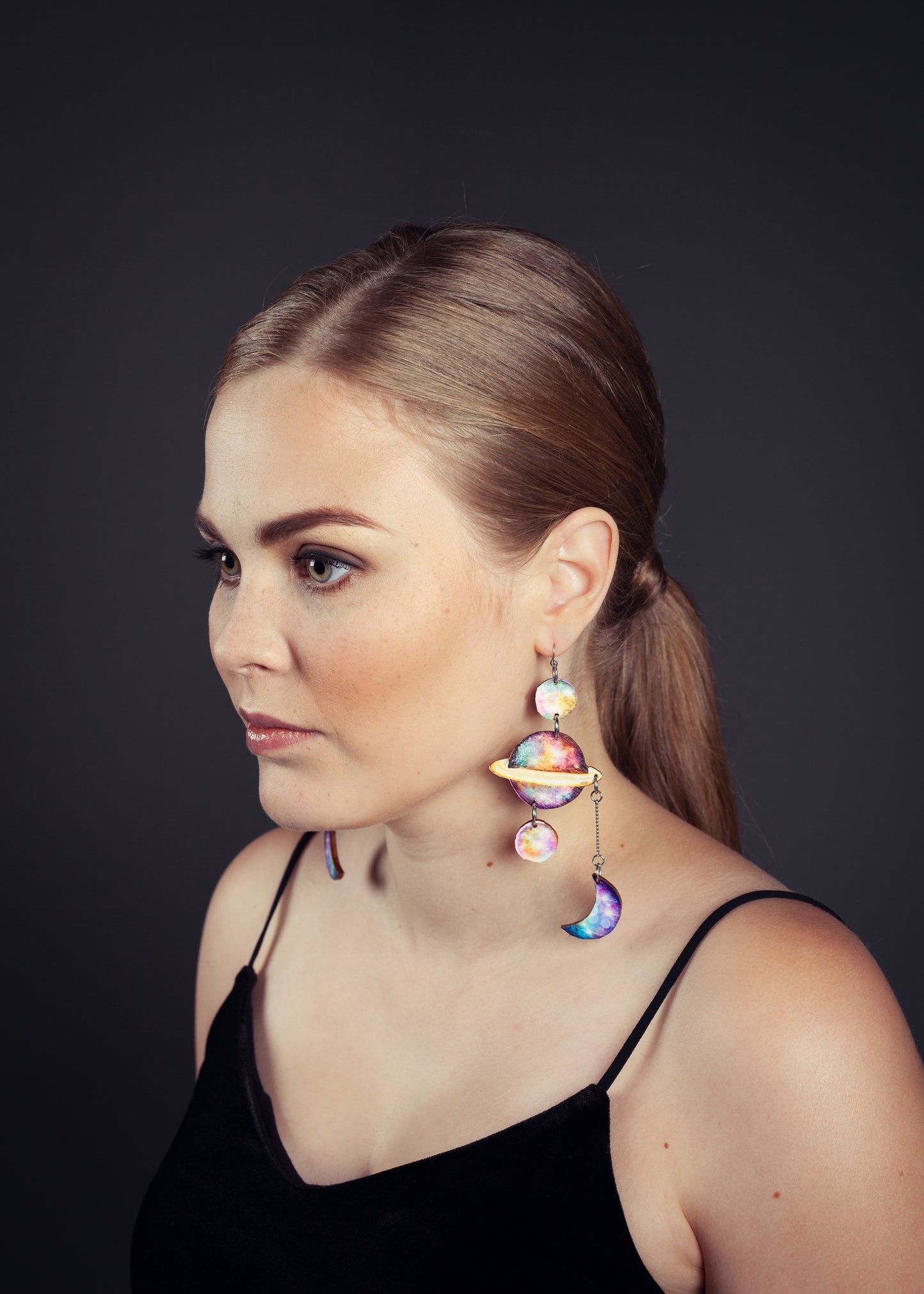 Planets Candy Cloud/Sun Yellow Earrings, Wood