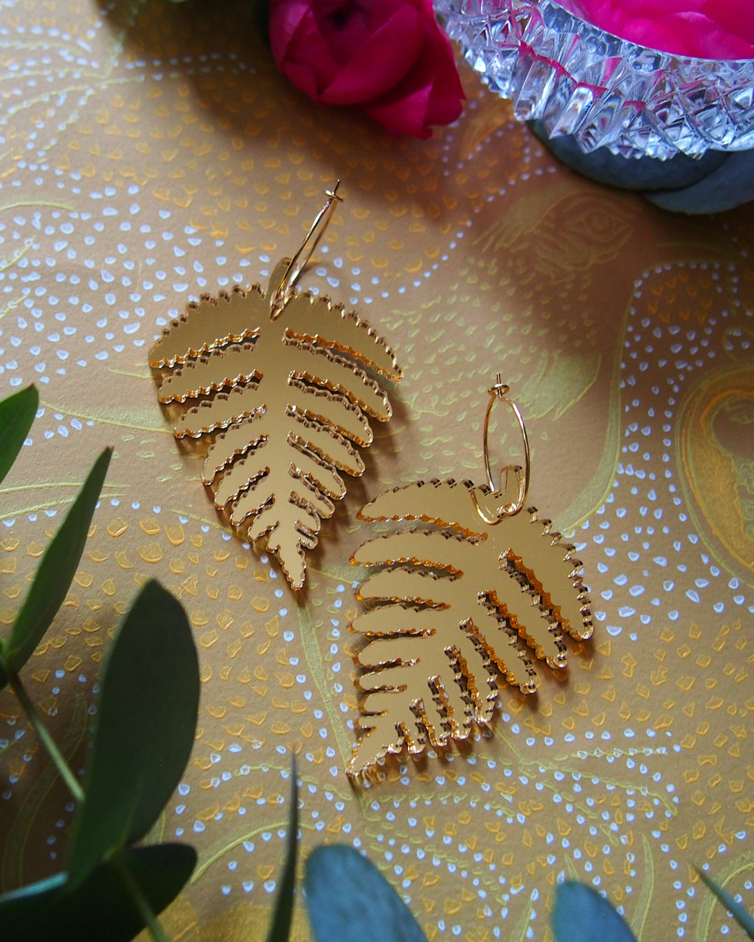 Fern golden goddess earrings