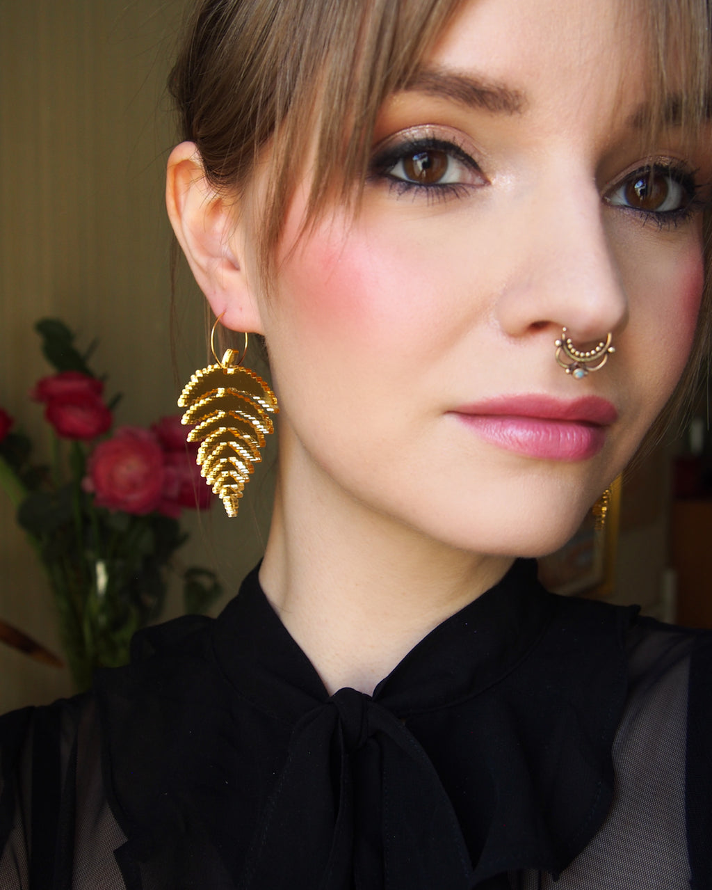 Fern golden goddess earrings