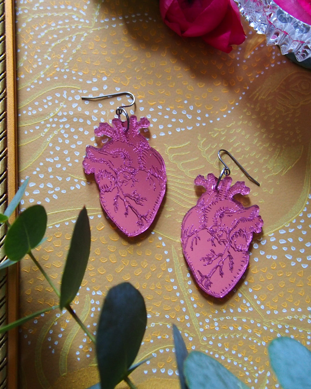 Anatomical heart Hoops, pink Color Mirror hooks