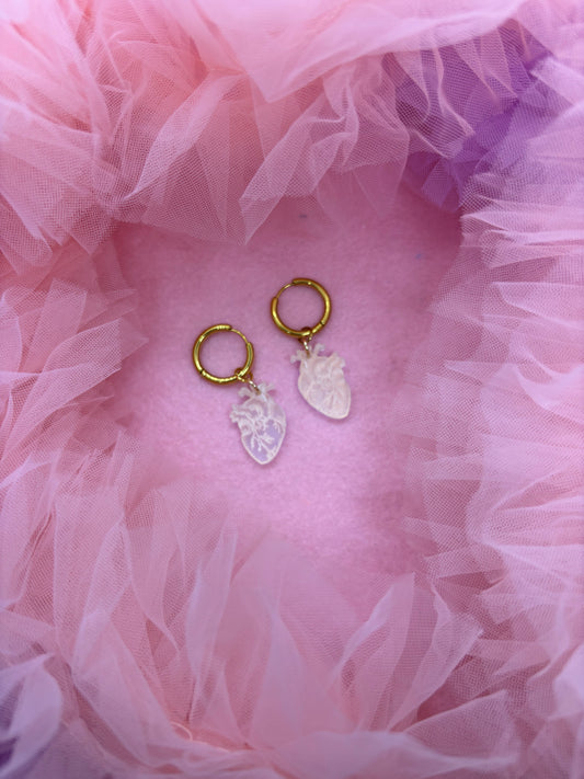 Anatomical mini charm hearts frosty iridecent