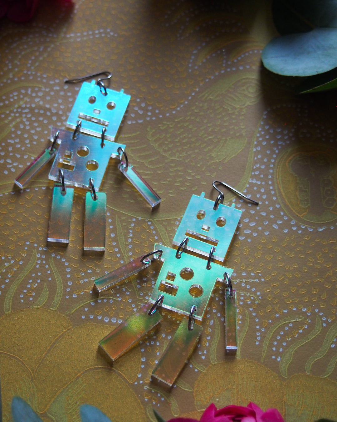 Robots iridecent holo statement earrings