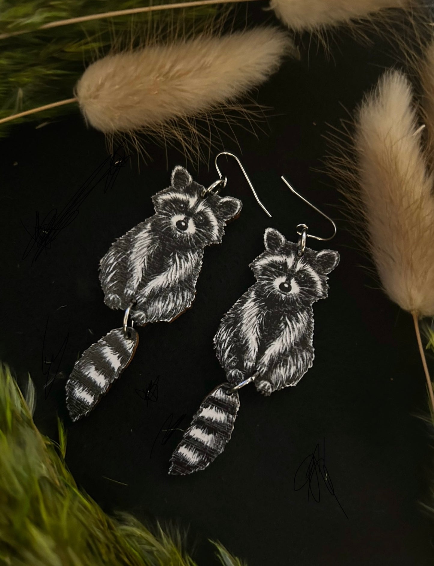 Raccoon earrings