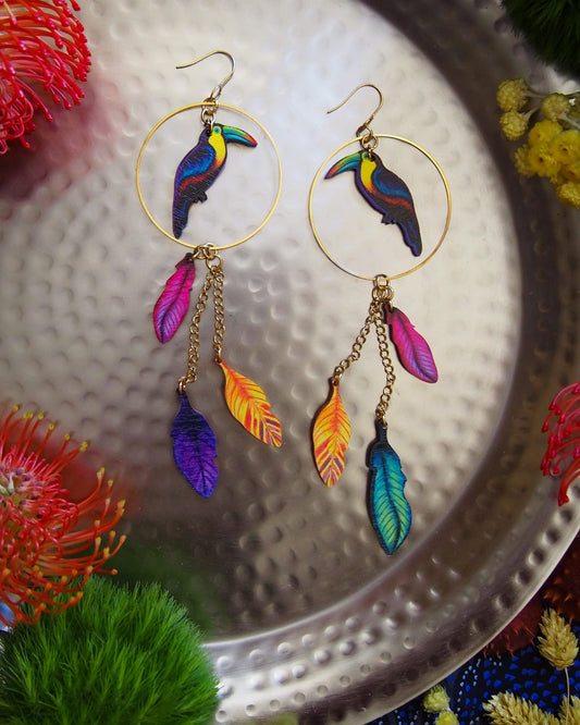 Tukaani boho korvakorut / Tucan boho statement earrings