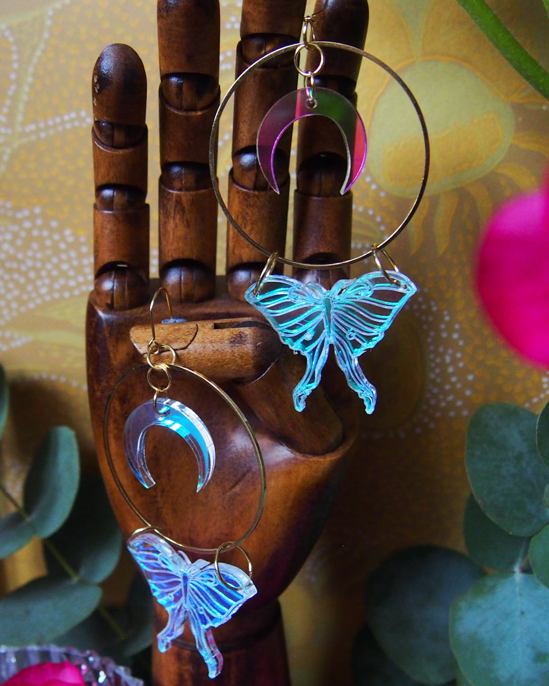 Lunar moth treasure earrings