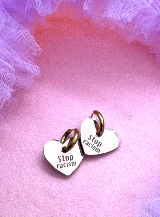 Stop racism hoops rosegold mirror