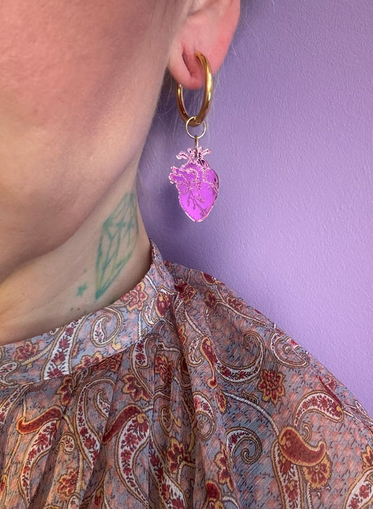 Anatomical mini charm hearts pink mirror