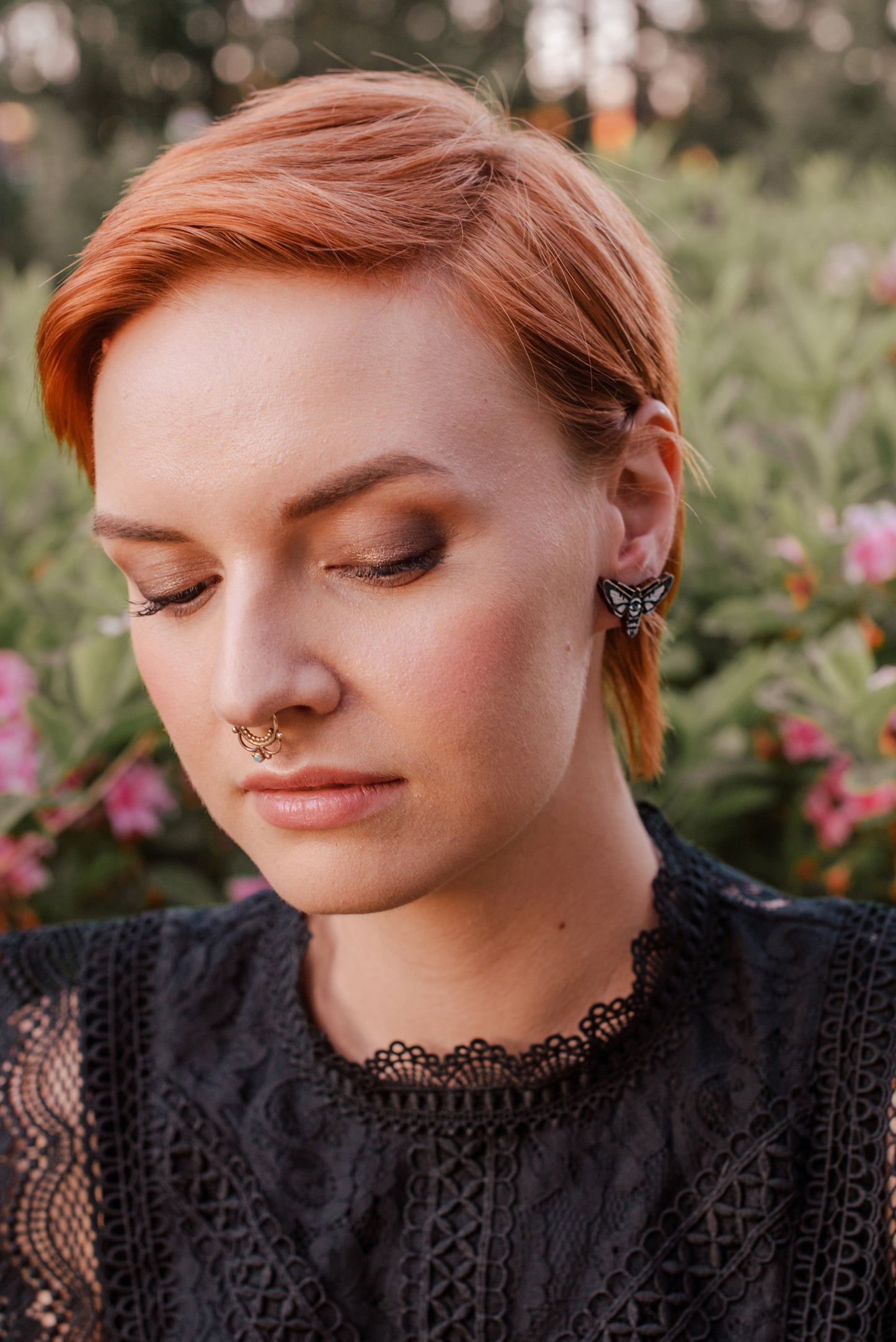 Hawkmoth Stud Earrings, Wood