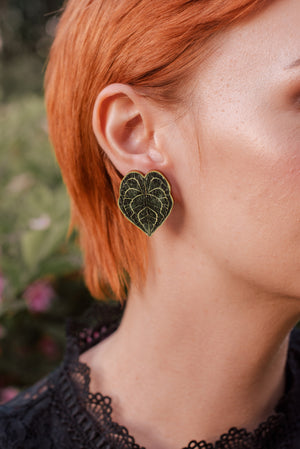 Botanicalist Leaf Stud Earrings, Wood