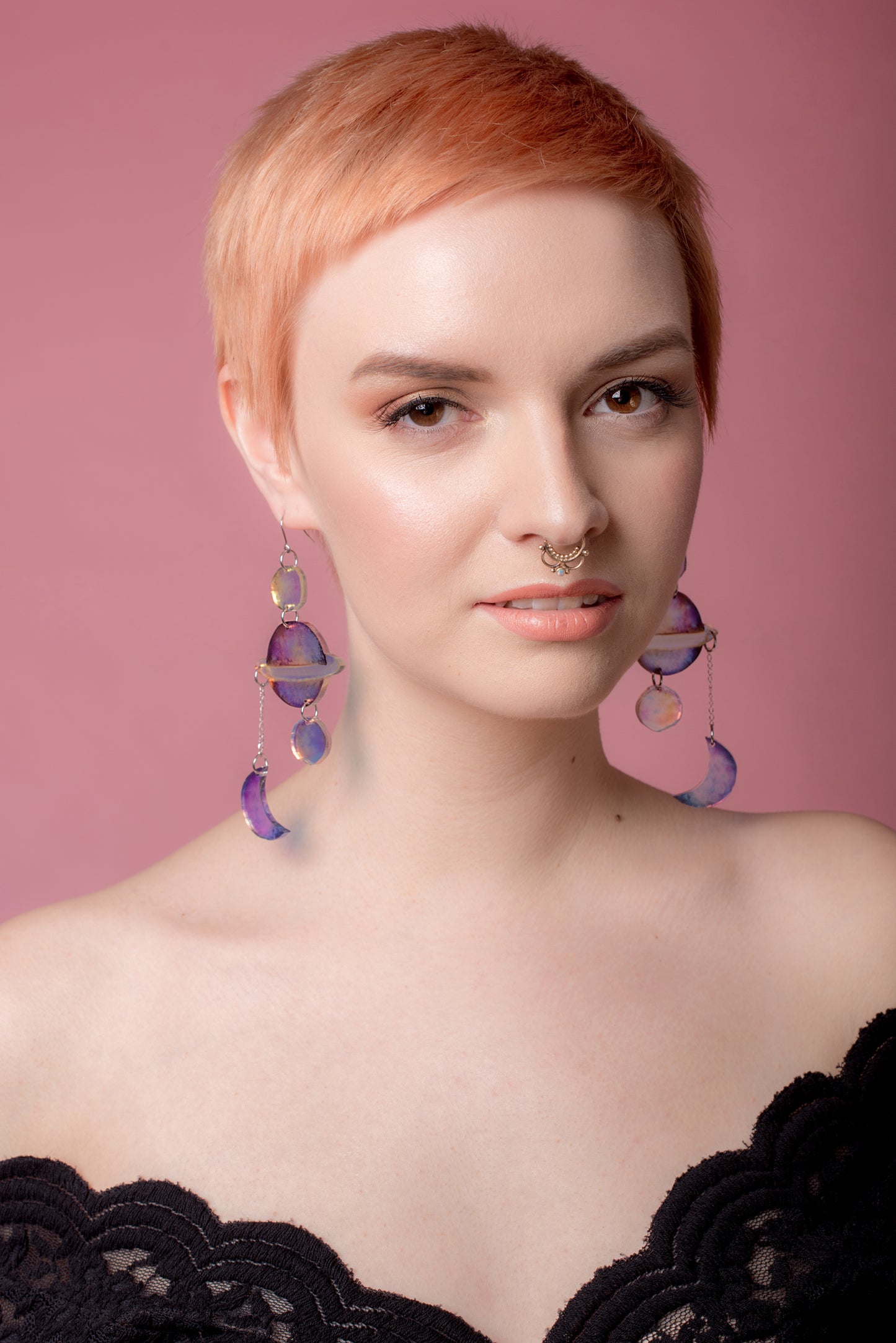Planets Earrings, Holographic Multicolor